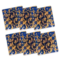 Набор из 6-ти розеток Blueshade Gold, 12 см, фарфор, синий, золотой, серия Tosca, FALKENPORZELLAN, Германия, 