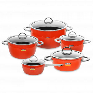 Набор эмалированной посуды 5 пр, оранжевый, серия NEO Orange, KOCHSTAR, Германия, Посуда эмалированная