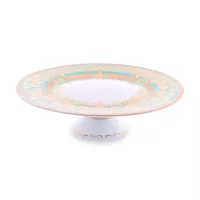 Блюдо для торта Seladon Gold, 32 см, фарфор, оливковый, золотой, серия Constanza Natalia, FALKENPORZELLAN, Германия, 