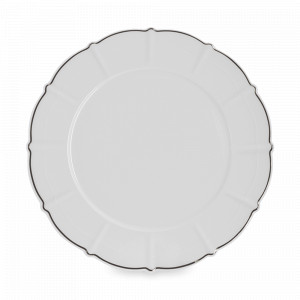 Тарелка обеденная Lotus silver, 26.5 см, фарфор, белый с серебристым кантом, серия Emily, ANNA LAFARG, Китай, Тарелки