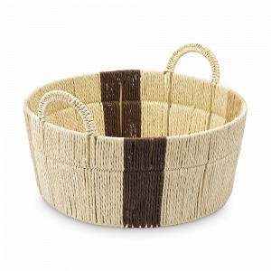 Корзина плетеная Bodhran Chocolate, размер L, шпагат, металл, бежевый, серия Ethnic, TKANO, Россия, Органайзеры для хранения