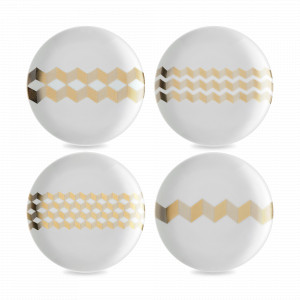 Набор из 4-х пирожковых тарелок, 16 см, фарфор, белый, золотой, серия Signature Chevron, LSA International, Великобритания, LSA International (Великобритания)