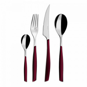 Набор столовых приборов на 6 персон, 24 предмета, нержавеющая сталь 18/10, пластик SAN, красный, серия Glamour, BUGATTI Cutlery, Италия, Наборы столовых приборов 24 предмета