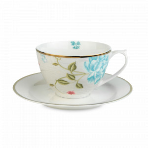 Пара кофейная Midnight Pinstripe, 16 х 7.1 см, 0.26 л, фарфор, белый, серия Pinstripe, Laura Ashley, Великобритания, LAURA ASHLEY (Великобритания)