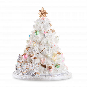 Шкатулка музыкальная вращающаяся «Звон колоколов Снежная ель», 15.5 см, полирезин, LAMART, Италия, Шкатулки