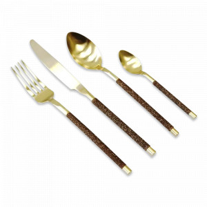 Набор столовых приборов 24 предмета, матовая сталь, серия Nohc Gold, HERDMAR, Португалия, HERDMAR (Португалия)