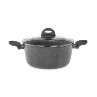 Кастрюля с крышкой, 3,5 л, диаметр 24 см, высота 12 см, кованый алюминий с каменным покрвытием, для индукционных плит, ручки бакелит, серия Verony, KITCHENSTAR, Китай