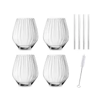 Набор из 4-х стаканов для коктейлей Gin Tonic с трубочками и щеткой , 625 мл, хрустальное стекло, серия Tastes Good, NACHTMANN, Германия, 