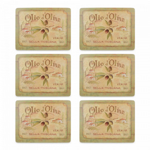 Набор из 6-ти подстановочных салфеток Olio D Oliva, 30 х 22,8 см, пробка, декор, CREATIVE TOPS, Великобритания, Набор плейсматов