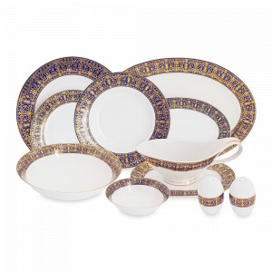 Сервиз обеденный на 12 персон Византия, 50 предметов, фарфор, белый, декор, серия Midori, ANNA LAFARG, Китай, Столовые сервизы из фарфора