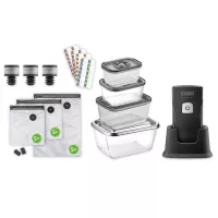 Вакууматор с комплектом аксессуаров, 23 предмета нержавеющая сталь, пластик, стальной, черный, CASO, Германия, 