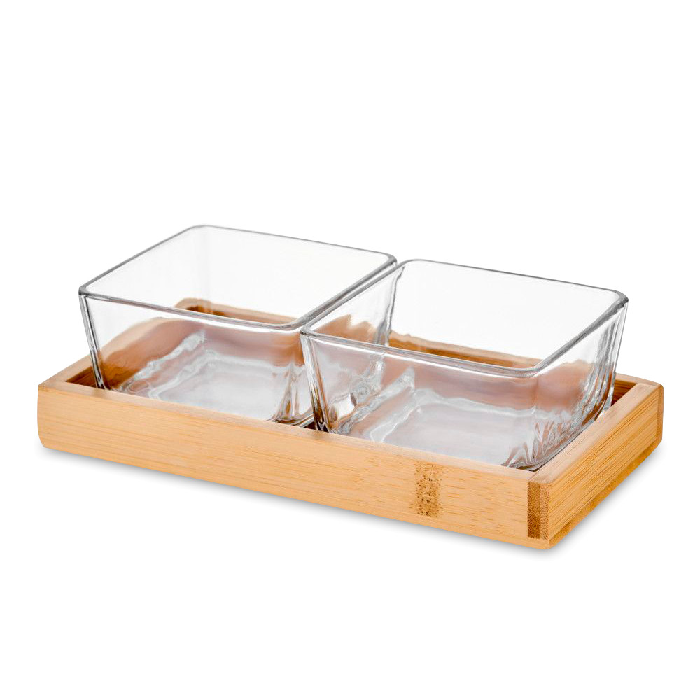 Менажница Wood & Glass, 2 отделения, стекло, дерево, WALMER, Великобритания