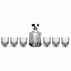 Набор для виски, 7 предметов, 750 и 350 мл, хрустальное стекло, серия Adagio, RCR, Италия, Подарочные бокалы для виски