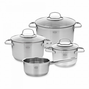 Набор посуды, 7 предметов: 3 кастрюли, 1 ковш, 3 стеклянные крышки, серия Elegance, ROESLE, Китай, Наборы посуды