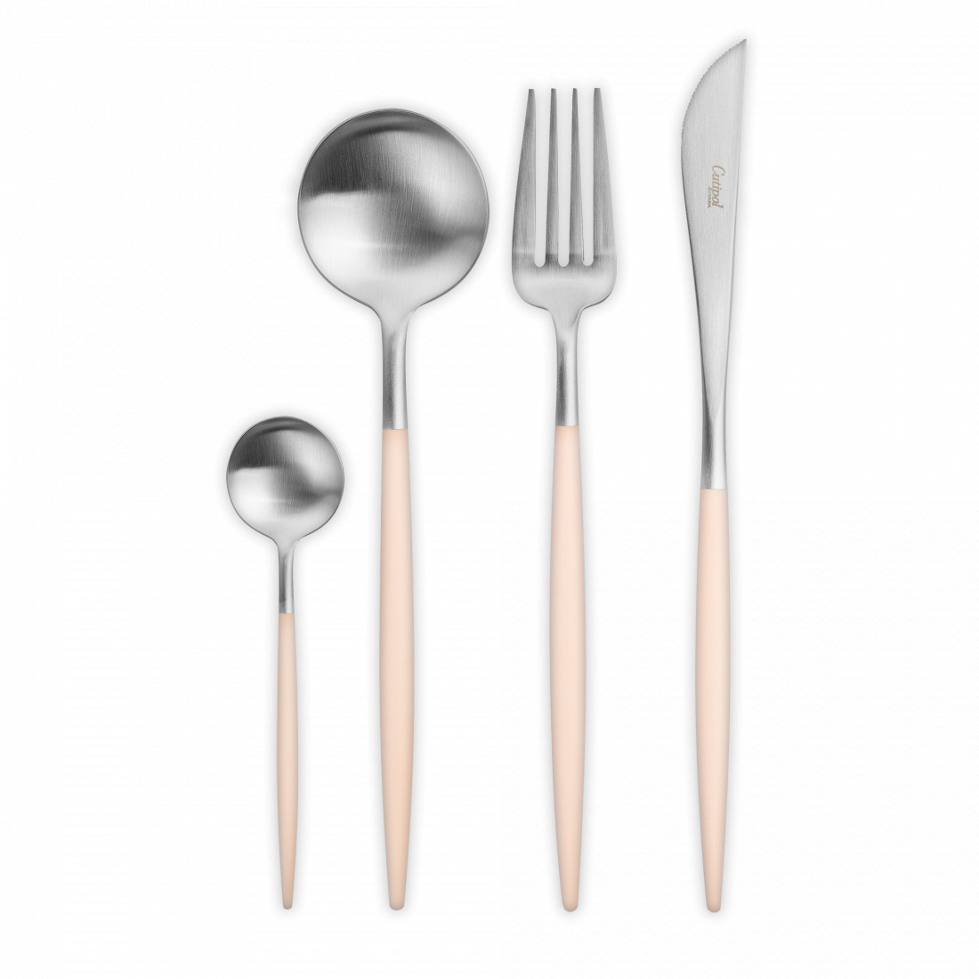 Набор столовых приборов на 6 персон, 24 предмета, белая ручка, серия GOA matte ivory, CUTIPOL, Португалия