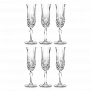 Набор из 6-ти бокалов для шампанского, 130 мл, хрустальное стекло, серия Opera, RCR, Италия, Opera RCR