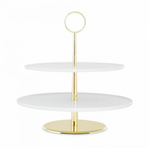 Этажерка двухъярусная, 32,5 см, фарфор, латунь, белый, серия Senses, VIVA Scandinavia, Дания, Этажерки и вазы для фруктов
