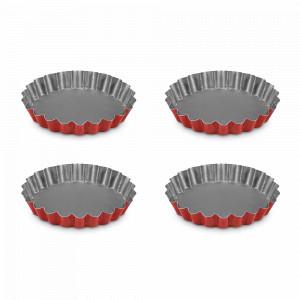 Набор из 4-х форм для выпекания тартов, 12 см, сталь с антипригарным покрытием, красный, серия Rossana, GUARDINI, Италия, GUARDINI (Италия)