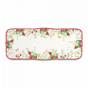 Блюдо прямоугольное, 36 х 55 см, фарфор, белый, декор, серия Jardin Des Fraises, EASY LIFE (R2S), Италия, Jardin Des Fraises EASY LIFE R2S
