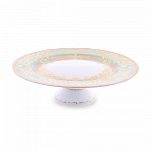 Блюдо для торта Seladon Gold, 32 см, фарфор, оливковый, золотой, серия Constanza Natalia, FALKENPORZELLAN, Германия, Скидка до -30% на фарфор FALKENPORZELLAN