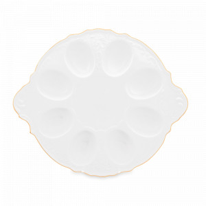 Блюдо для 8-ми яиц, 26 х 22 см, фарфор, белый, золотой, серия Белый узор, BERNADOTTE, Чехия, НОВИНКИ