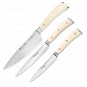 Набор из 3-х кухонных ножей поварская тройка, серия Ikon Cream White, WUESTHOF, Золинген, Германия, Поварские тройки ножей