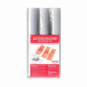 Рулон для вакуумной упаковки, 3 штуки, размер: 28 х 300 см, материал: полиэтилен, STATUS, Словения, STATUS (Словения)
