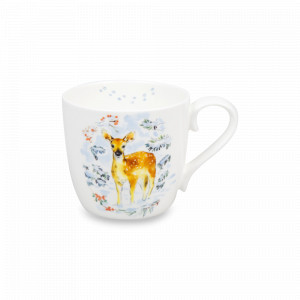 Кружка «Зимний олененок», 450 мл, фарфор, белый, декор, KOENITZ, Германия, Большие кружки