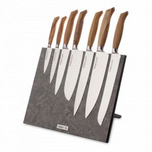 Набор кухонных ножей, 7 штук, на магнитной подставке ComposeEat, серия Ergo Line Olive, BERGER CUTLERY, Германия, Набор кухонных ножей премиум