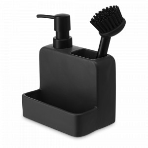 Диспенсер для моющего средства с подставкой для губки Noble, 280 мл, керамика, графит, SMART SOLUTIONS, Россия, Диспенсеры и мыльницы