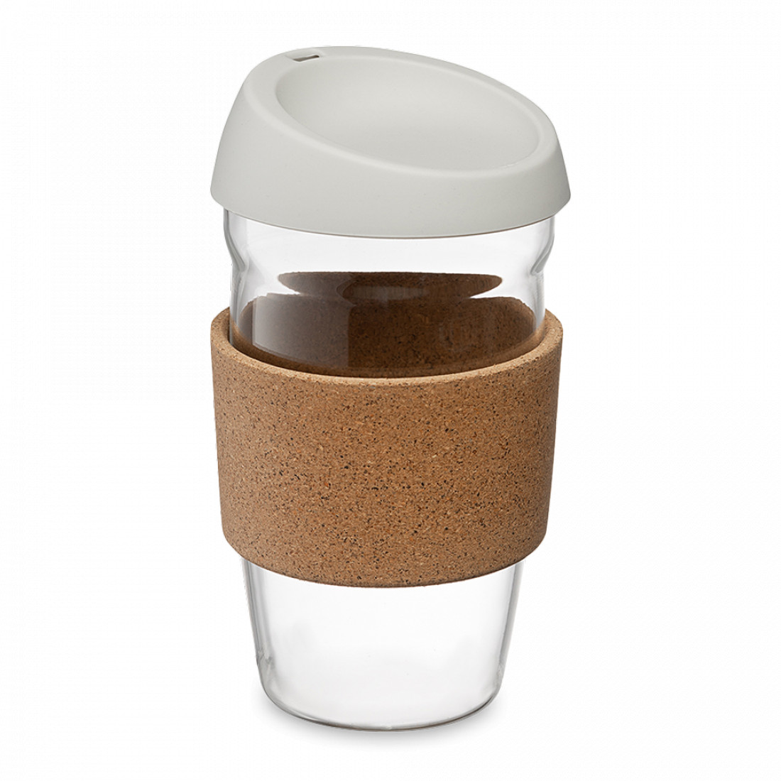 Кружка дорожная Cozy Cup, 450 мл, боросиликатное стекло, силикон, светло-серый, SMART SOLUTIONS, Россия