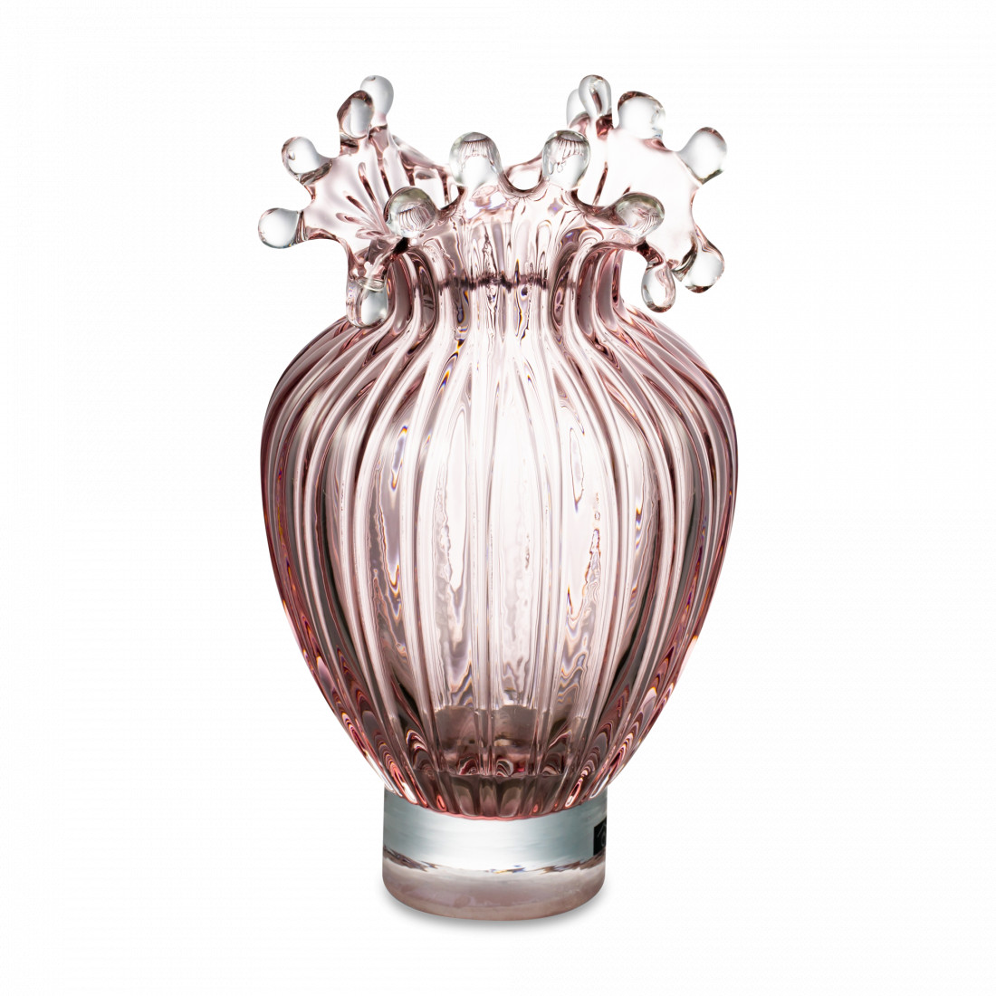 Ваза Роялти, 19.5 см, стекло, розовый, Rasteli, Бельгия