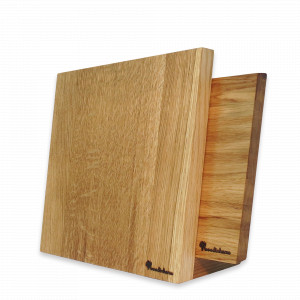 Подставка магнитная для 5-и ножей KS002LSONKIT + разделочная доска, 26 х 25 х 12,5 см, дерево дуб, WOODINHOME, Россия, Подставки под ножи