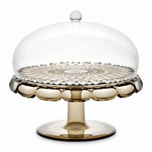 Блюдо для торта с крышкой, биопластик, 30 см, коричневый, серия Vanity, GUZZINI, Италия, Посуда для пикника