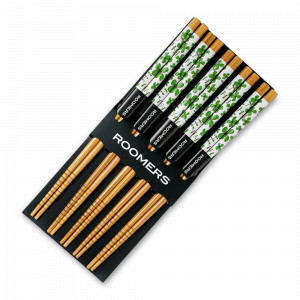 Набор из 5-ти пар палочек для еды, 22.5 см, бамбук, бежевый, декор, ROOMERS TABLEWARE, Нидерланды, Палочки для суши