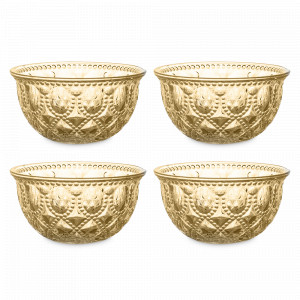 Набор из 4-х порционных салатников, 400 мл, 13 см, стекло, янтарный, серия Dubai, WD Lifestyle, Италия, Стеклянные салатники