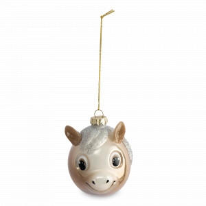 Украшение новогоднее - шар Лошадка, 8 см, стекло, бежевый, серия New Year, ANNA LAFARG, Китай, Новогодний Декор ANNA LAFARG