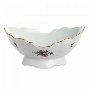 Ваза для фруктов - конфетница , 28 см, фарфор, белый, декор, серия Полевой цветок, BERNADOTTE, Чехия, Этажерки и вазы для фруктов