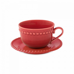 Пара кофейная, 110 мл, фарфор, бордовый, серия Tiffany, EASY LIFE (R2S), Италия, Кофейные пары