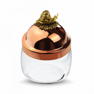 Банка для сыпучих продуктов «Чеснок», медь, стекло,  500 мл, серия Медная посуда, Кольчугинский Мельхиор, Россия, Банки для хранения чая