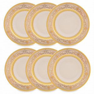 Набор из 6-ти суповых тарелок Cream Gold, 22 см, фарфор, кремовый, золотой, серия Constanza Majestic, FALKENPORZELLAN, Германия, Наборы глубоких тарелок