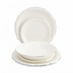 Сервиз обеденный на 6 персон, 18 предметов, фарфор, белый с серебристым кантом, серия Dynasty, ANNA LAFARG, Китай, Dynasty ANNA LAFARG