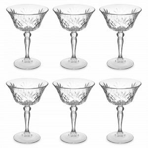 Набор из 6-ти бокалов-креманок для шампанского Coppa, 260 мл, хрустальное стекло, серия Melodia, RCR, Италия, Melodia RCR