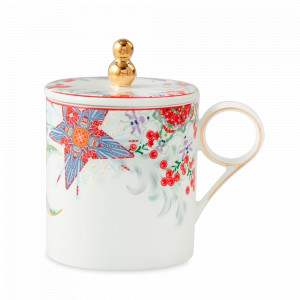 Кружка с крышкой, 350 мл, фарфор, белый, декор, серия Счастливая Звезда, MIX&amp;MATCH HOME, Китай, MIX & MATCH (Народная Республика Бангладеш)