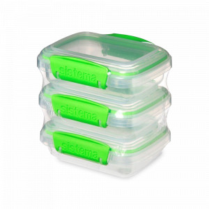 Набор из 3-х контейнеров, 200 мл, пластик, зеленый, серия Fresh, SISTEMA, Новая Зеландия, SISTEMA (Новая Зеландия)