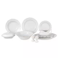 Сервиз обеденный на 6 персон, 25 предметов, фарфор, белый, золотая отводка, серия Classic, REPAST, Чехия, 