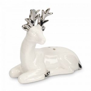 Емкость для соли или перца «Олень», 8 х 8.5 см, фарфор, бело-серебристый, серия Maral, ANNA LAFARG, Китай, Солонки и перечницы