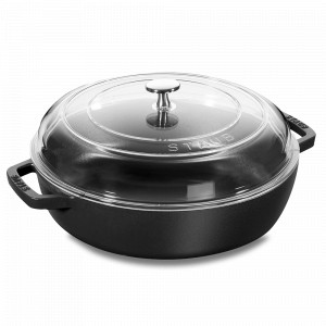 Сотейник с крышкой, 26 см, чугун, стекло, черный, серия La Cocotte, STAUB, Франция, STAUB (Франция)