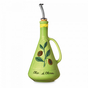 Бутылка для масла Verde Mela, 750 мл, керамика, белый, декор, серия Oliera Classiche, NUOVA CER, Италия, NUOVA CER (Италия)