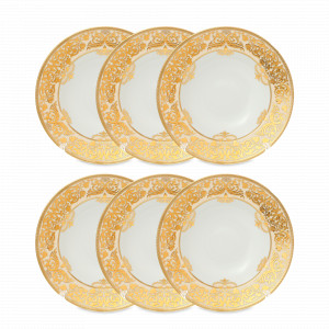 Набор из 6-ти суповых тарелок Creme Gold, 23.5 см, фарфор, бежевый, золотой, серия Constanza Natalia, FALKENPORZELLAN, Германия, Наборы глубоких тарелок